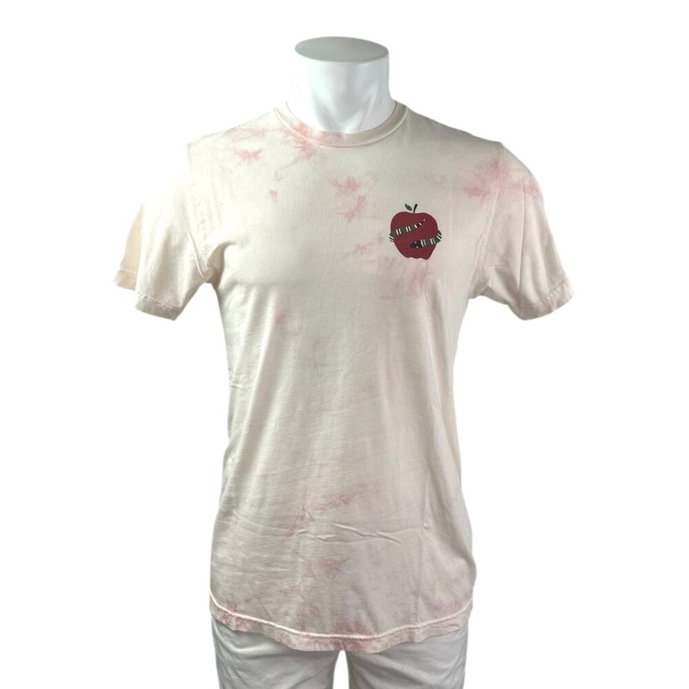 Altru Men's White Red Utopia Tie Dye Short Sleeve Graphic T Shirt Tee Top Size M